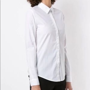 Giorgio Armani white 100% cotton slim fit button-down blouse size 48/medium